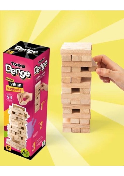 Renkli Ahşap Denge Blokları 54 Parça, Eğlenceli ve Öğretici Oyun Seti