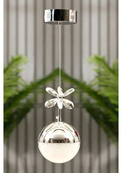 Krom Lüks 3 Renk Ledli Top Avize