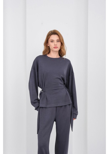 Füme Kadın Premium Modal D Toka Süs Kemerli Alt-Üst Takım indirimleri