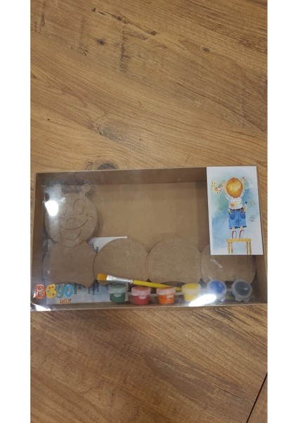 Bej Renkli Ahşap Tırtıl Boyama Seti, Eğlenceli ve Yaratıcı Aktivite Için Ideal