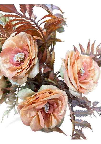 Cam Vazoda Turuncu Şakayık Aranjmanı (30X25 Cm) -Dekoratif Yapay Çiçek fırsatları