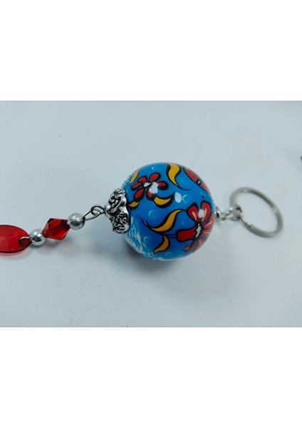 El Yapımı Anahtarlık Hediyelik Aksesuar Geleneksel Çini Desenli Turkuaz Seramik Hediyelik Eşya