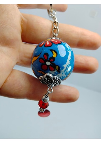 El Yapımı Anahtarlık Hediyelik Aksesuar Geleneksel Çini Desenli Turkuaz Seramik Hediyelik Eşya indirimleri