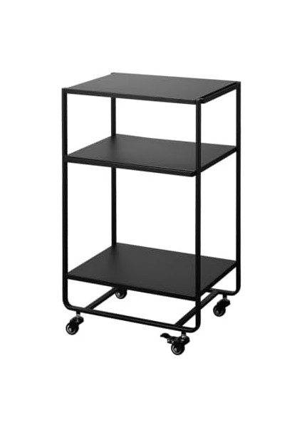 Home -Tier Tekerlekli Servis Arabası Mutfak Arabası, Çelik, Siyah, Tek Boy fiyatları
