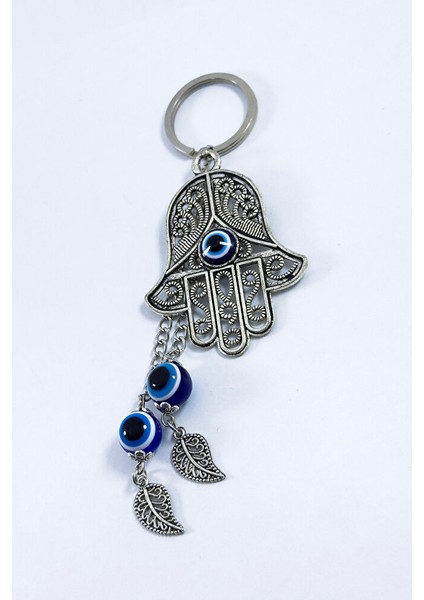 Özel Tasarım Nazarlı Metal Hamse Salkım Zincir Anahtarlık, Metal Yapraklı Hediyelik Anahtarlık indirimleri