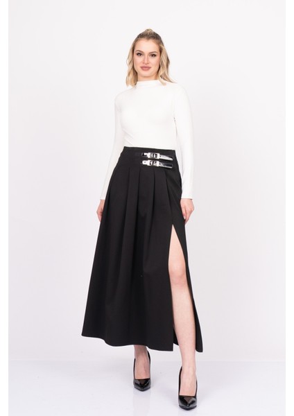 Elegancebelt Slit Skirt – Premium Pileli & Yırtmaçlı Etek 6829 indirimleri