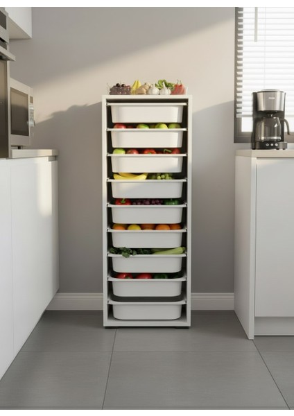 Zola 9 Sepetli Çok Amaçlı Mutfak Dolabı Beyaz