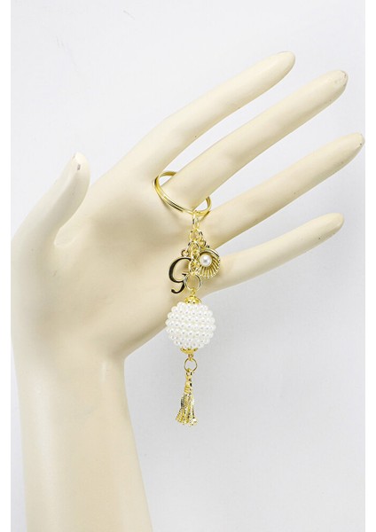 Gold Halkalı G Harfi Böğürtlen Salkım Püsküllü Küçük Anahtarlık, Hediyelik Çanta Süsü modelleri