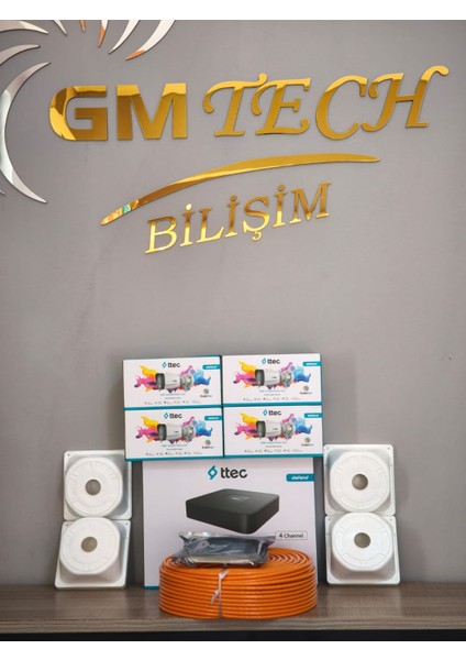 h Gece Renkli Dahili Sesli 4 Kameralı Ip Full Hd Set