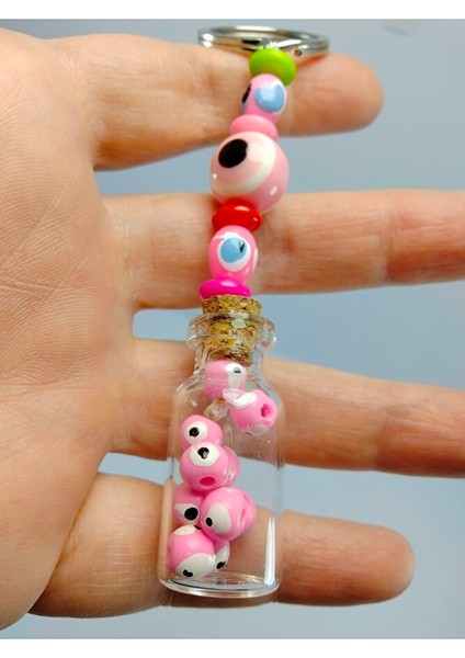 Nazar Boncuğu Anahtarlık El Yapımı Şişe Pembe Hediyelik Aksesuar fiyatları