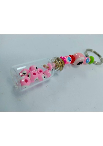 Nazar Boncuğu Anahtarlık El Yapımı Şişe Pembe Hediyelik Aksesuar modelleri