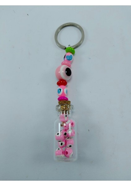 Nazar Boncuğu Anahtarlık El Yapımı Şişe Pembe Hediyelik Aksesuar fırsatları