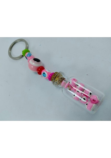Nazar Boncuğu Anahtarlık El Yapımı Şişe Pembe Hediyelik Aksesuar indirimleri