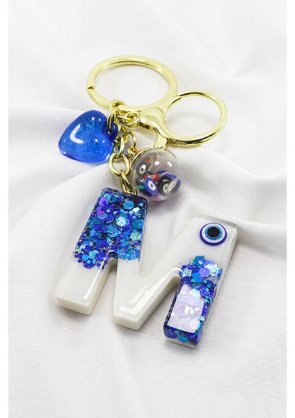 Renkli Epoksi M Harfi Anahtarlık, Hediyelik Nazarlı Çanta Süsü modelleri