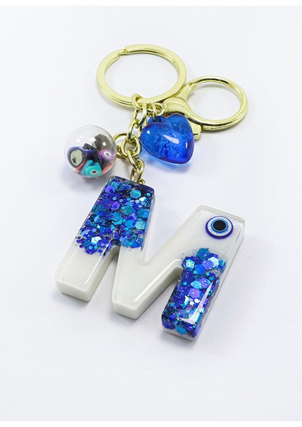 Renkli Epoksi M Harfi Anahtarlık, Hediyelik Nazarlı Çanta Süsü indirimleri