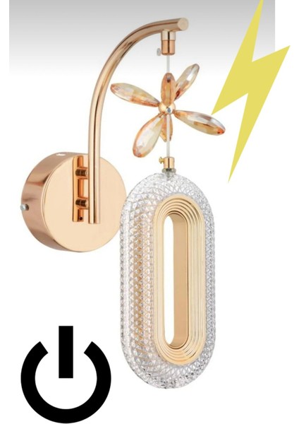 Gold Oval Kelebek Figürlü Elektrikli 3 Renk Aplik fiyatları