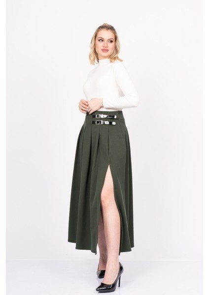 Elegancebelt Slit Skirt – Premium Pileli & Yırtmaçlı Etek 6829 fiyatları