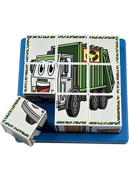Çalışkan Araçlar 3D Küp Puzzle - (9 Küp 6 Yapboz) - Kepçe/itfaiye/traktör/vinç/kamyon/forklift fiyatları