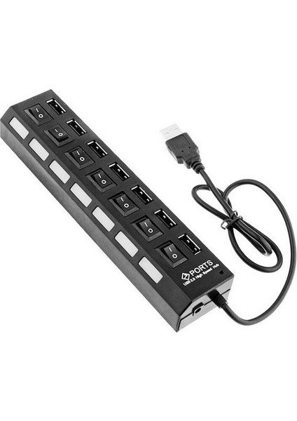 7 Port USB Çoklayıcı Hub Anahtarlı Aç/kapa Düğmeli Işıklı USB Çoğaltıcı Tak Çalıştır fiyatları