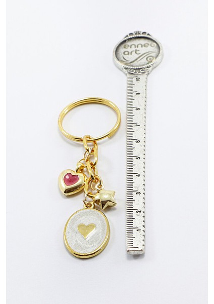 Sedefli Bombeli Kalp Yıldızlı Anahtarlık, Hediyelik Anahtarlık fırsatları