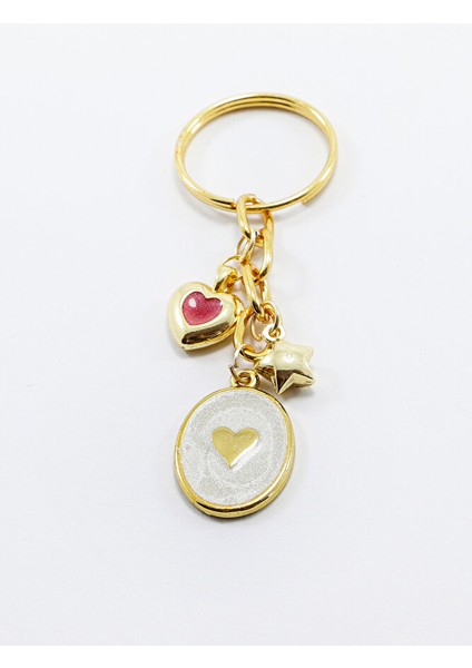 Sedefli Bombeli Kalp Yıldızlı Anahtarlık, Hediyelik Anahtarlık indirimleri