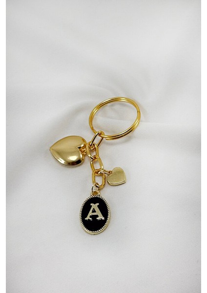 Gold Renkli A Harfli Bombeli Kalp Salkım Anahtarlık, Hediyelik Anahtarlık modelleri