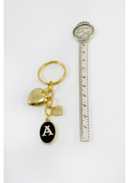 Gold Renkli A Harfli Bombeli Kalp Salkım Anahtarlık, Hediyelik Anahtarlık fırsatları
