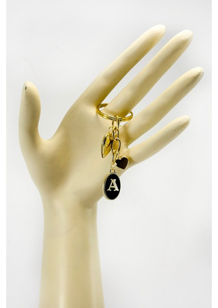 Gold Renkli A Harfli Bombeli Kalp Salkım Anahtarlık, Hediyelik Anahtarlık indirimleri