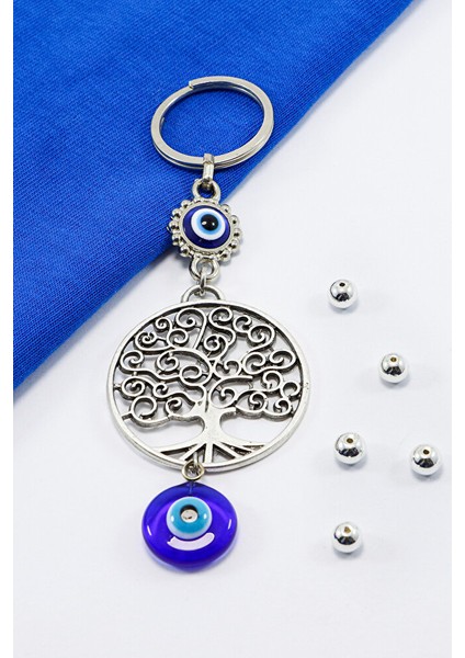 El Yapımı Cam Nazar Boncuklu Hayat Ağacı Anahtarlık, Hediyelik Nazarlı Çanta Süsü fiyatları