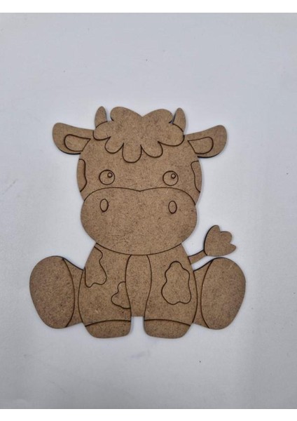 Sevimli Inek Ahşap Boyama Seti, 10 Adet, Renkli, 15X13 Cm, Okul ve Etkinlik Için