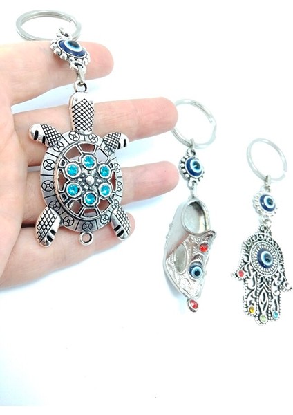 Üçlü Metal Nazar Boncuklu Anahtarlık Seti El Yapımı Hediyelik Eşya fiyatları