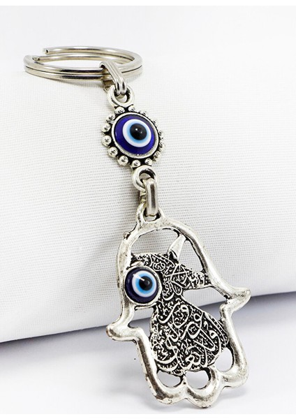 Metal Mevlana Desenli Hamse Eli Anahtarlık, Hediyelik Nazarlı Çanta Süsü