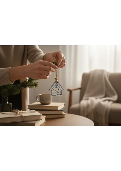 - Love 2026 Tasarımlı El Yapımı Seramik Ev Süsü – Yılbaşı Ağacı ve Dekoratif Askı