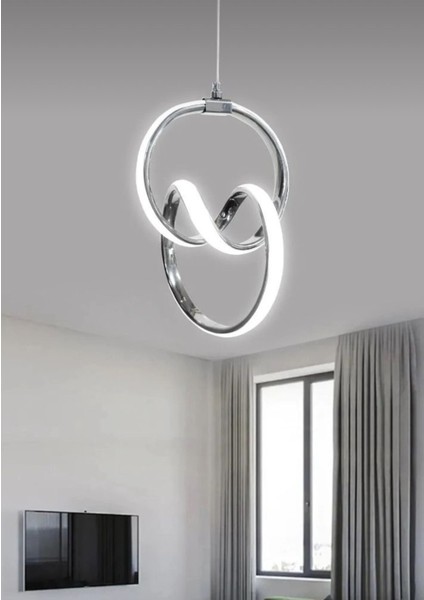 Çift Daireli Krom LED Avize