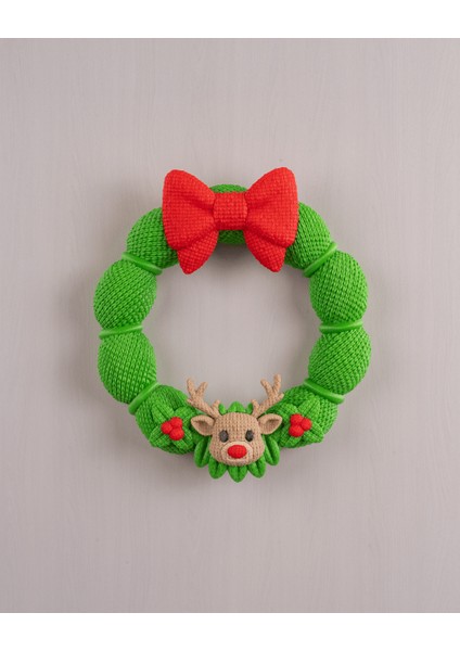 Yılbaşı Kapı Süsü – Sevimli Ren Geyiği ve Fiyonk Tasarım (21 Cm)