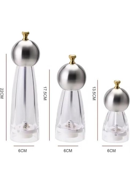 Baharat Öğütücü – 22,5 cm Paslanmaz Metal Kapaklı Şeffaf Gövde Tuz ve Baharat Değirmeni – Ayarlanabilir Öğütme Mekanizmalı