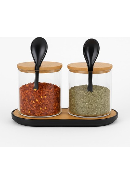 2’li Cam Baharatlık Seti – Kaşıklı, Bambu Kapaklı ve Standlı | Şık Mutfak Düzeni & Pratik Kullanım modelleri