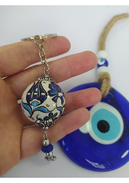 Cam Nazarlık Seti Duvar Dekoru Seramik Anahtarlık El Yapımı Hediyelik Eşya