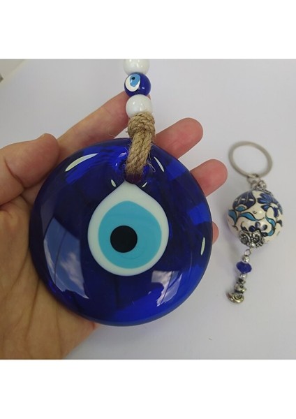 Cam Nazarlık Seti Duvar Dekoru Seramik Anahtarlık El Yapımı Hediyelik Eşya modelleri