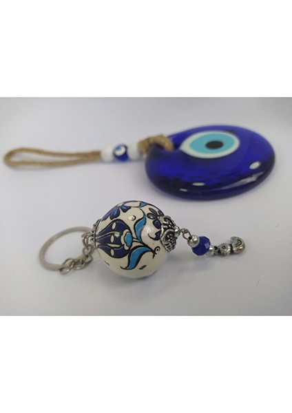 Cam Nazarlık Seti Duvar Dekoru Seramik Anahtarlık El Yapımı Hediyelik Eşya fırsatları