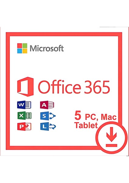 Office 365 Lisans Hesabı | 5 PC/Mac | (IOS ve Android) fiyatları