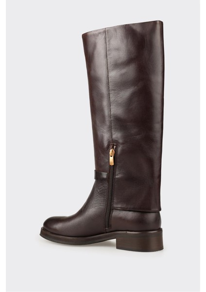 Kahve Deri Kadın Çizme modelleri