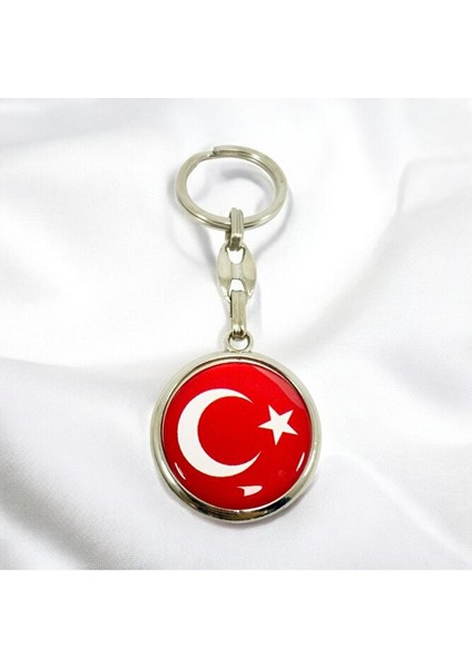 Türk Bayrağı Kırmızı Anahtarlık, Çift Taraflı Bombeli