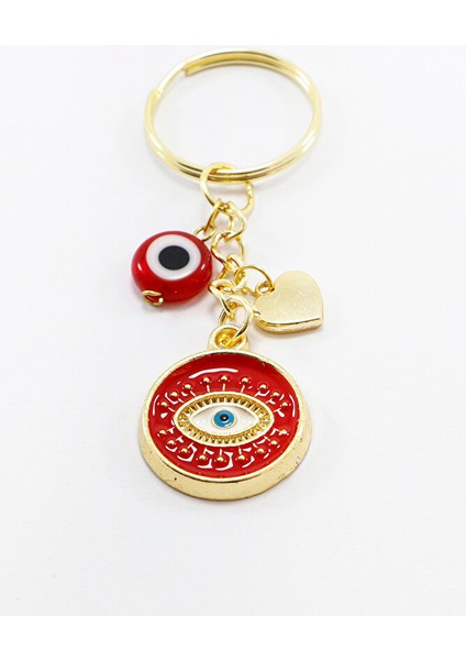 El Yapımı Kırmızı Cam Nazar Boncuklu Salkım Kırmızı Göz Figürlü Anahtarlık fırsatları