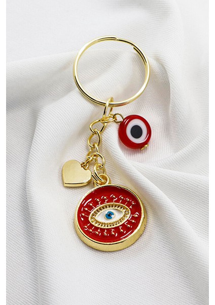 El Yapımı Kırmızı Cam Nazar Boncuklu Salkım Kırmızı Göz Figürlü Anahtarlık indirimleri