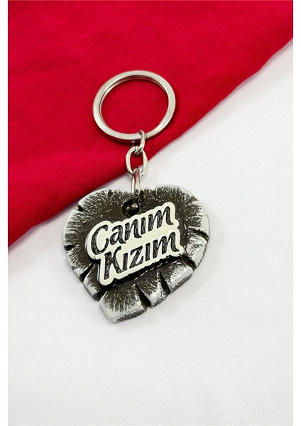 Canım Kızım Yazılı Polyester Kalp Anahtarlık, Hediyelik Kalpli Anahtarlık