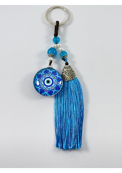 Turkuaz Nazar Boncuklu Epoksi Anahtarlık, El Yapımı Hediyelik Aksesuar indirimleri