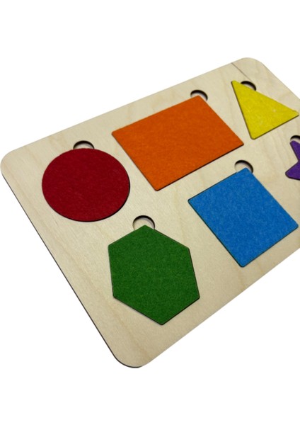 Renkli Keçe Kaplı Ahşap Şekiller Puzzle, Eğitici Bulmaca, Öğrenme ve Oyun Keyfi indirimleri