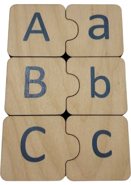 Mavi Ahşap Alfabe Puzzle, Montessori Büyük Küçük Harfler, Eğitici Oyun indirimleri