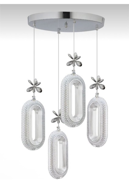 4'li Krom Kaplama Sarkıt LED Salon Avize 3 Renk Ledli fiyatları